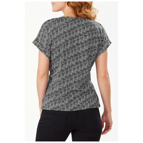 Tommy Bahama Tie Front or Back Cuffed Sleeves Black & White Size M‎ - Picture 3 of 9